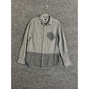 WOOLF ORIGINALS NEW YORK WON Button Up Shirt Size Large Striped Long Sleeve